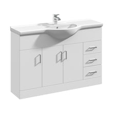 Nuie Mayford 1200mm Floor Standing Cabinet & Round Basin Contemporary Gloss White MFC Painted Gloss 836x1200x480mm - JJ Building Materials