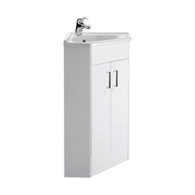Nuie Mayford 2 Door Corner Cabinet & Basin Contemporary Gloss White MFC Painted Gloss 837x590x415mm - JJ Building Materials