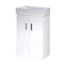 Nuie Mayford 450mm Floor Standing Basin Unit Contemporary Gloss White MFC Painted Gloss 820x450x330mm - JJ Building Materials