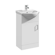 Nuie Mayford 450mm Floor Standing Cabinet & Round Basin Contemporary Gloss White MFC Painted Gloss 836x450x440mm - JJ Building Materials