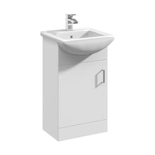 Nuie Mayford 450mm Floor Standing Cabinet & Square Basin Contemporary Gloss White MFC Painted Gloss 836x458x440mm - JJ Building Materials