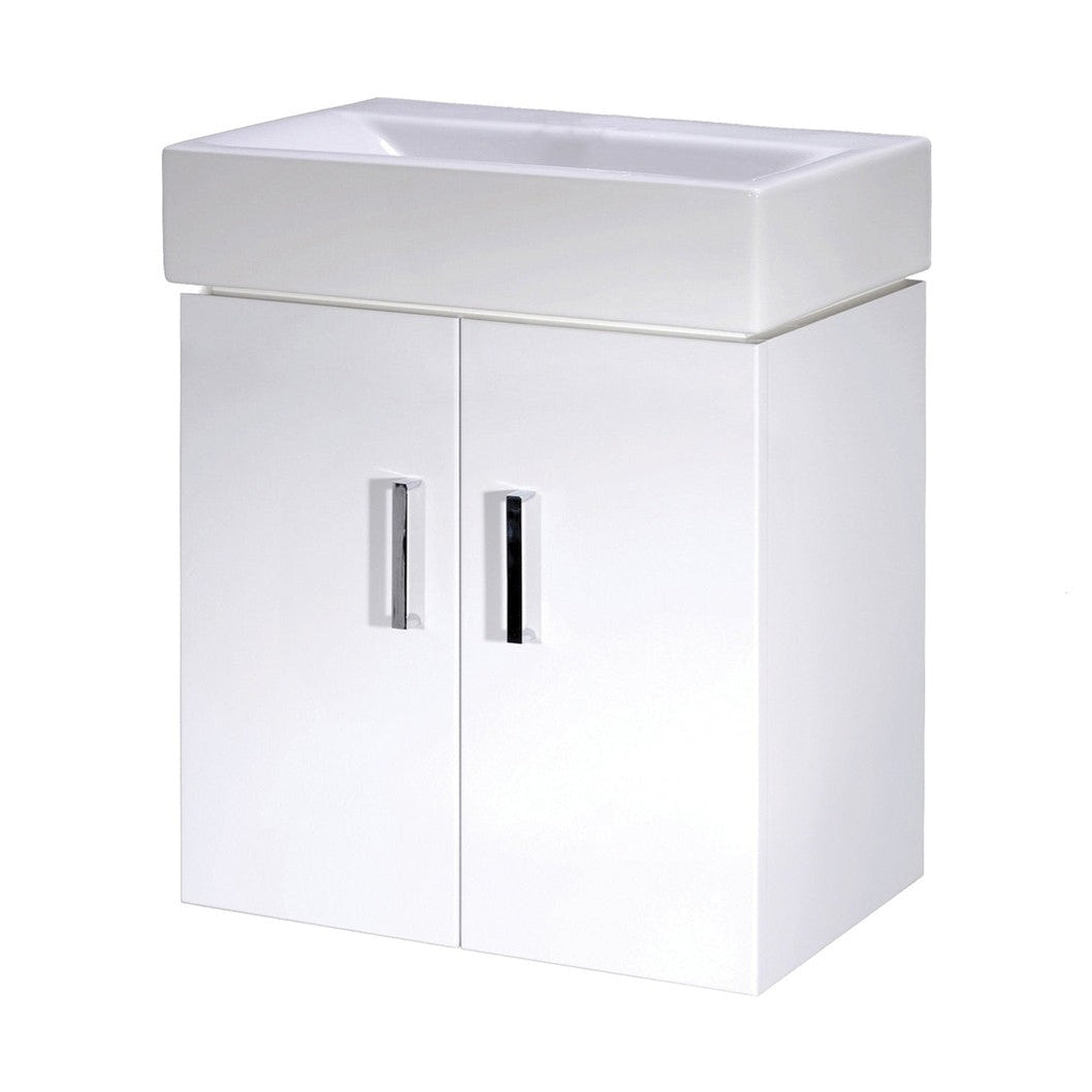 Nuie Mayford 450mm Wall Hung Basin Unit Contemporary Gloss White MFC Painted Gloss 595x450x330mm - JJ Building Materials