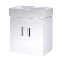 Nuie Mayford 450mm Wall Hung Basin Unit Contemporary Gloss White MFC Painted Gloss 595x450x330mm - JJ Building Materials