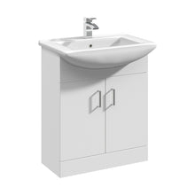 Nuie Mayford 650mm Floor Standing Cabinet & Square Basin Contemporary Gloss White MFC Painted Gloss 836x650x450mm - JJ Building Materials