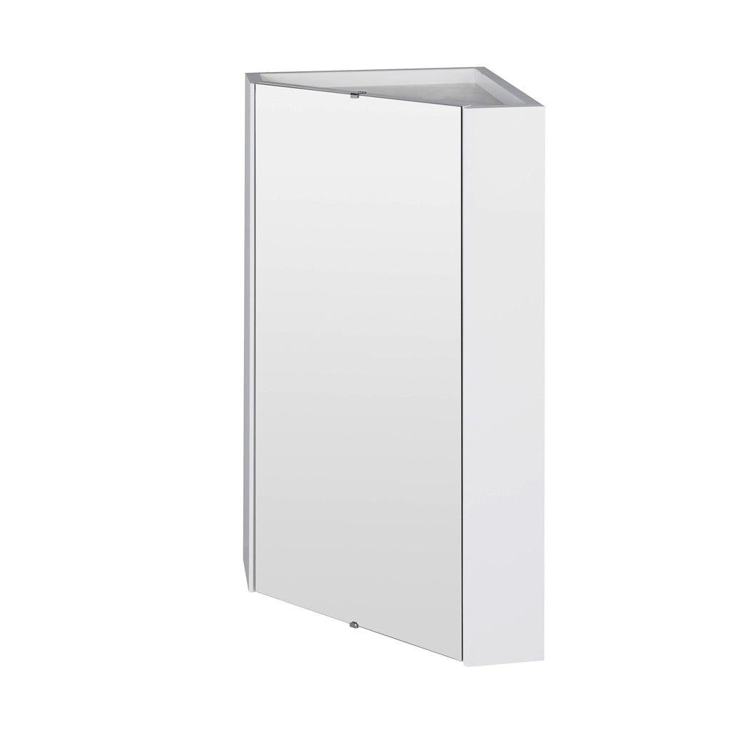 Nuie Mayford Corner Mirror Cabinet Contemporary Gloss White MFC Painted Gloss 650x324x324mm - JJ Building Materials