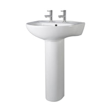 Nuie Melbourne 550mm 2th Basin & Pedestal Contemporary White Vitreous China 840x550x475mm - JJ Building Materials