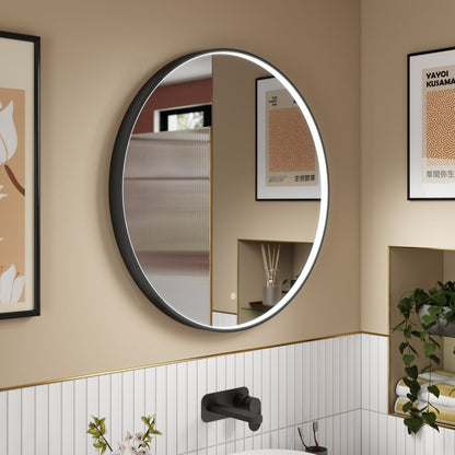 Nuie Mensa Black Frame Led Mirror - 800mm Contemporary Aluminium 800x800x47mm - JJ Building Materials