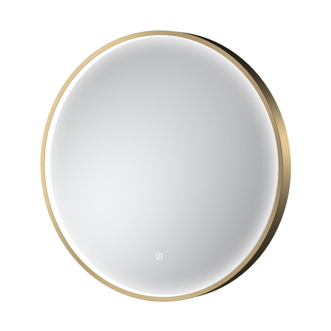 Nuie Mensa Brushed Brass Frame Led Mirror - 600mm Contemporary Aluminium 600x600x47mm - JJ Building Materials