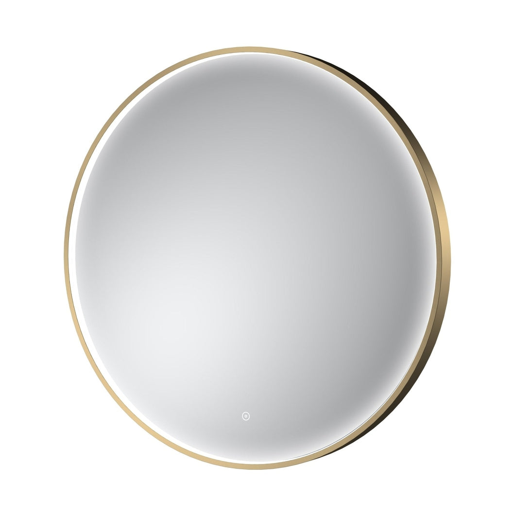 Nuie Mensa Brushed Brass Frame Led Mirror - 800mm Contemporary Aluminium 800x800x47mm - JJ Building Materials