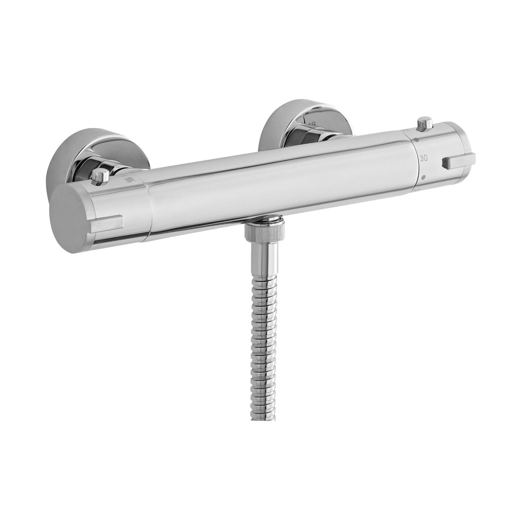 Nuie Minimalist Thermostatic Bar Valve Contemporary Chrome Brass ABS 39x268x71mm - JJ Building Materials