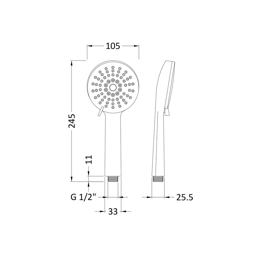 Nuie Multifunction Water Saving Handset Contemporary Chrome ABS 245x105x26mm - JJ Building Materials
