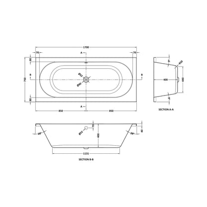 Nuie Otley Round Double Ended Bath 1700 X 750mm Contemporary White Acrylic - JJ Building Materials