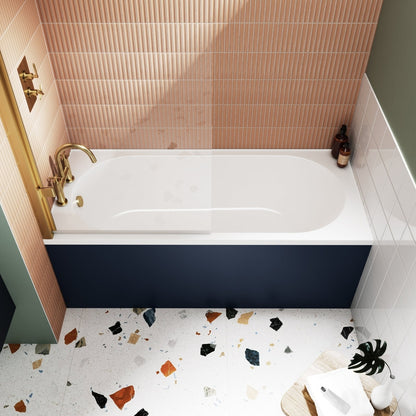 Nuie Otley Round Straight Bath 1675 X 700mm Contemporary White Acrylic - JJ Building Materials