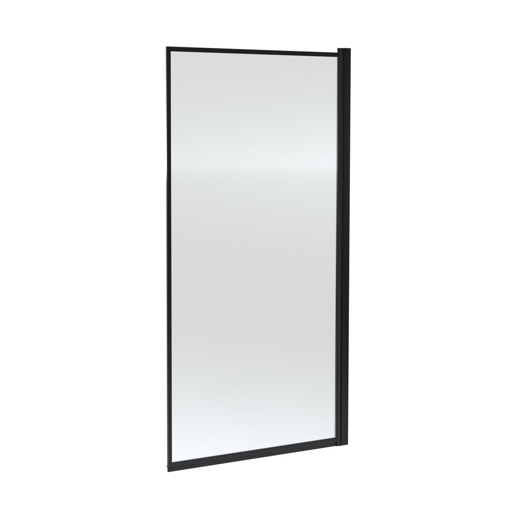 Nuie Outer Framed Bath Screen Contemporary Matt Black Aluminium 1430x790x24mm - JJ Building Materials