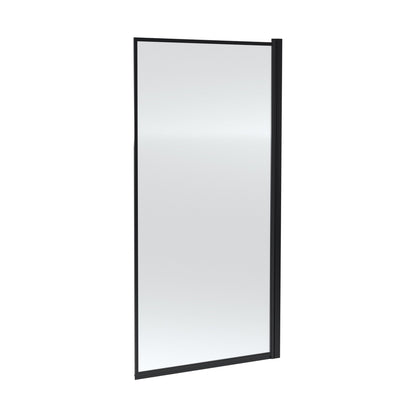 Nuie Outer Framed Bath Screen Contemporary Matt Black Aluminium 1430x790x24mm - JJ Building Materials