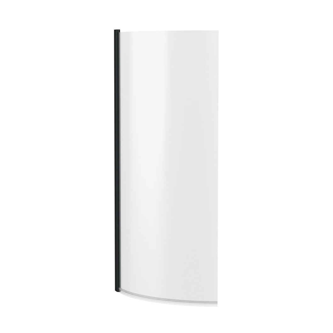 Nuie P-bath Screen Contemporary Matt Black Aluminium 1430x715x185mm - JJ Building Materials