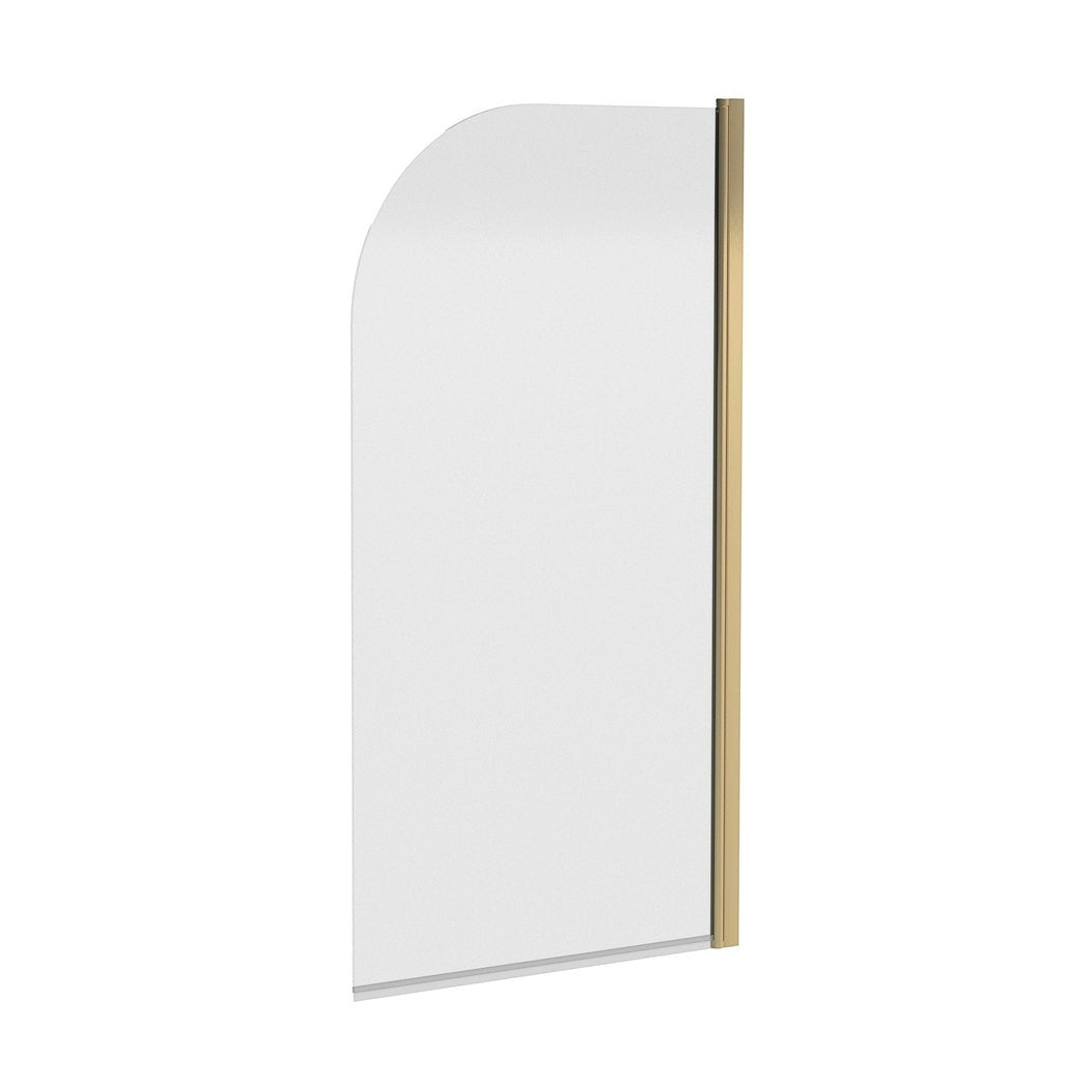 Nuie Pacific Round Bath Screen Contemporary Brushed Brass Aluminium 1430x790x24mm - JJ Building Materials