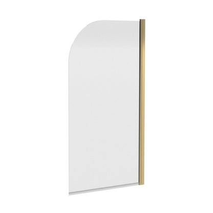 Nuie Pacific Round Bath Screen Contemporary Brushed Brass Aluminium 1430x790x24mm - JJ Building Materials