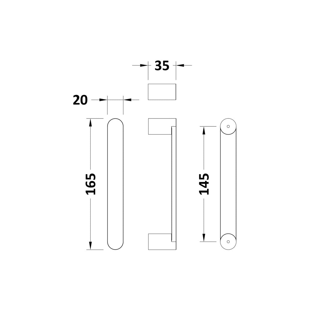 Nuie Pacific Rounded Chrome Handle Contemporary Zinc 165x20x35mm - JJ Building Materials