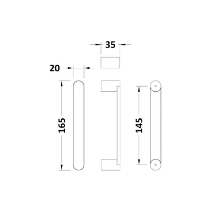Nuie Pacific Rounded Chrome Handle Contemporary Zinc 165x20x35mm - JJ Building Materials