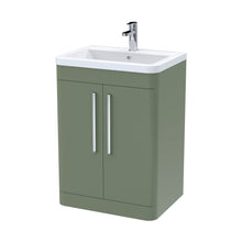 Nuie Parade 600mm Floor Standing 2 Door Vanity & Ceramic Basin Contemporary Satin Green Ceramic,MFC Smooth Matt 840x610x450mm - JJ Building Materials