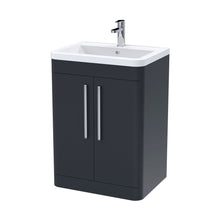 Nuie Parade 600mm Floor Standing 2 Door Vanity & Ceramic Basin Contemporary Soft Black Ceramic,MFC Smooth Matt 840x610x450mm - JJ Building Materials
