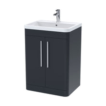 Nuie Parade 600mm Floor Standing 2 Door Vanity & Polymarble Basin Contemporary Soft Black MFC Smooth Matt,polymarble 840x600x450mm - JJ Building Materials