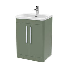 Nuie Parade 600mm Floor Standing 2 Door Vanity & Thin Edge Ceramic Basin Contemporary Satin Green Ceramic,MFC Smooth Matt - JJ Building Materials