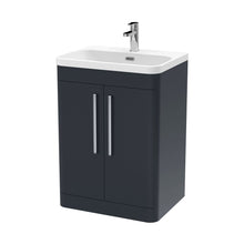 Nuie Parade 600mm Floor Standing 2 Door Vanity & Thin Edge Ceramic Basin Contemporary Soft Black Ceramic,MFC Smooth Matt - JJ Building Materials
