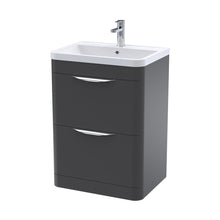 Nuie Parade 600mm Floor Standing 2 Drawer Vanity & Polymarble Basin Contemporary Soft Black MFC Smooth Matt,polymarble 840x600x450mm - JJ Building Materials
