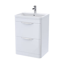 Nuie Parade 600mm Floor Standing Vanity & Polymarble Basin Contemporary Gloss White MFC Smooth Matt,polymarble 840x600x450mm - JJ Building Materials