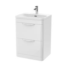 Nuie Parade 600mm Floor Standing Vanity & Thin Edge Ceramic Basin Contemporary Gloss White Ceramic,MFC Smooth Matt - JJ Building Materials