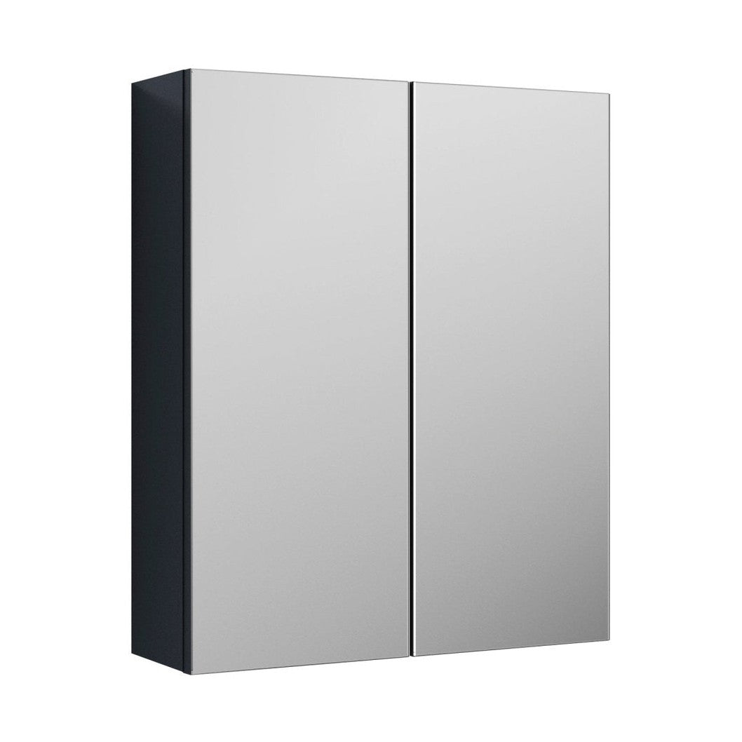 Nuie Parade 600mm Mirror Unit (50/50) Contemporary Soft Black MFC Painted Matt 715x600x182mm - JJ Building Materials