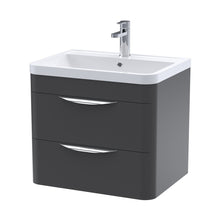 Nuie Parade 600mm Wall Hung 2 Drawer Vanity & Polymarble Basin Contemporary Soft Black MFC Smooth Matt,polymarble 540x600x450mm - JJ Building Materials