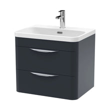 Nuie Parade 600mm Wall Hung 2 Drawer Vanity & Thin Edge Ceramic Basin Contemporary Soft Black Ceramic,MFC Smooth Matt - JJ Building Materials