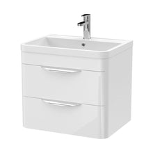 Nuie Parade 600mm Wall Hung Vanity & Ceramic Basin Contemporary Gloss White Ceramic,MFC Smooth Matt 540x610x450mm - JJ Building Materials