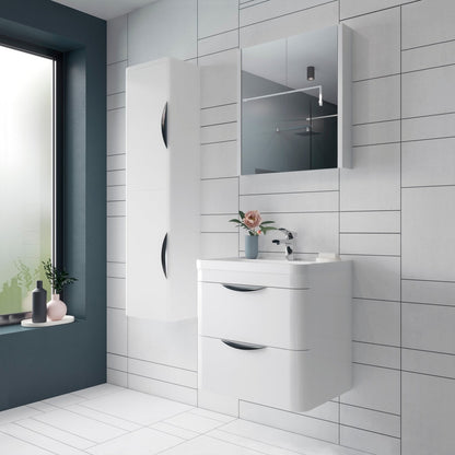Nuie Parade 600mm Wall Hung Vanity & Polymarble Basin Contemporary Gloss White MFC Smooth Matt,polymarble 540x600x450mm - JJ Building Materials