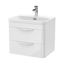 Nuie Parade 600mm Wall Hung Vanity & Thin Edge Ceramic Basin Contemporary Gloss White Ceramic,MFC Smooth Matt - JJ Building Materials