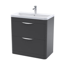 Nuie Parade 800mm Floor Standing 2 Drawer Vanity & Polymarble Basin Contemporary Soft Black MFC Smooth Matt,polymarble 840x800x450mm - JJ Building Materials