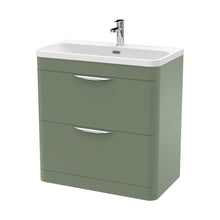 Nuie Parade 800mm Floor Standing 2 Drawer Vanity & Thin Edge Ceramic Basin Contemporary Satin Green Ceramic,MFC Smooth Matt - JJ Building Materials