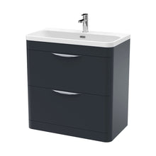 Nuie Parade 800mm Floor Standing 2 Drawer Vanity & Thin Edge Ceramic Basin Contemporary Soft Black Ceramic,MFC Smooth Matt - JJ Building Materials