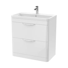 Nuie Parade 800mm Floor Standing Vanity & Ceramic Basin Contemporary Gloss White Ceramic,MFC Smooth Matt 840x810x450mm - JJ Building Materials