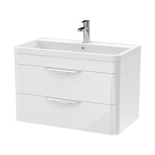 Nuie Parade 800mm Wall Hung Vanity & Ceramic Basin Contemporary Gloss White Ceramic,MFC Smooth Matt 540x810x450mm - JJ Building Materials