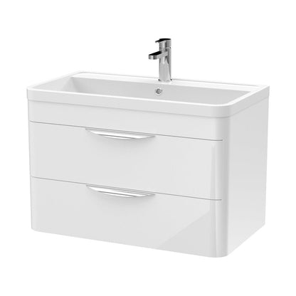 Nuie Parade 800mm Wall Hung Vanity & Polymarble Basin Contemporary Gloss White MFC Smooth Matt,polymarble 540x800x450mm - JJ Building Materials