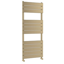 Nuie Piazza Square Flat Towel Radiator 1213x500 Contemporary Brushed Brass Steel 1213x500x100mm - JJ Building Materials