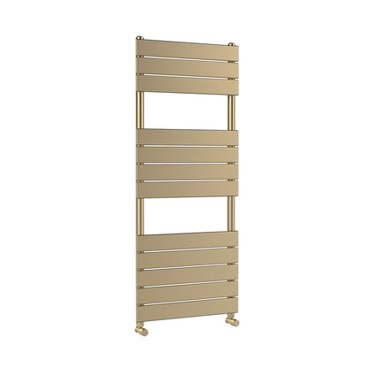 Nuie Piazza Square Flat Towel Radiator 1213x500 Contemporary Brushed Brass Steel 1213x500x100mm - JJ Building Materials