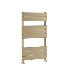 Nuie Piazza Square Flat Towel Radiator 840x500 Contemporary Brushed Brass Steel 840x500x30mm - JJ Building Materials