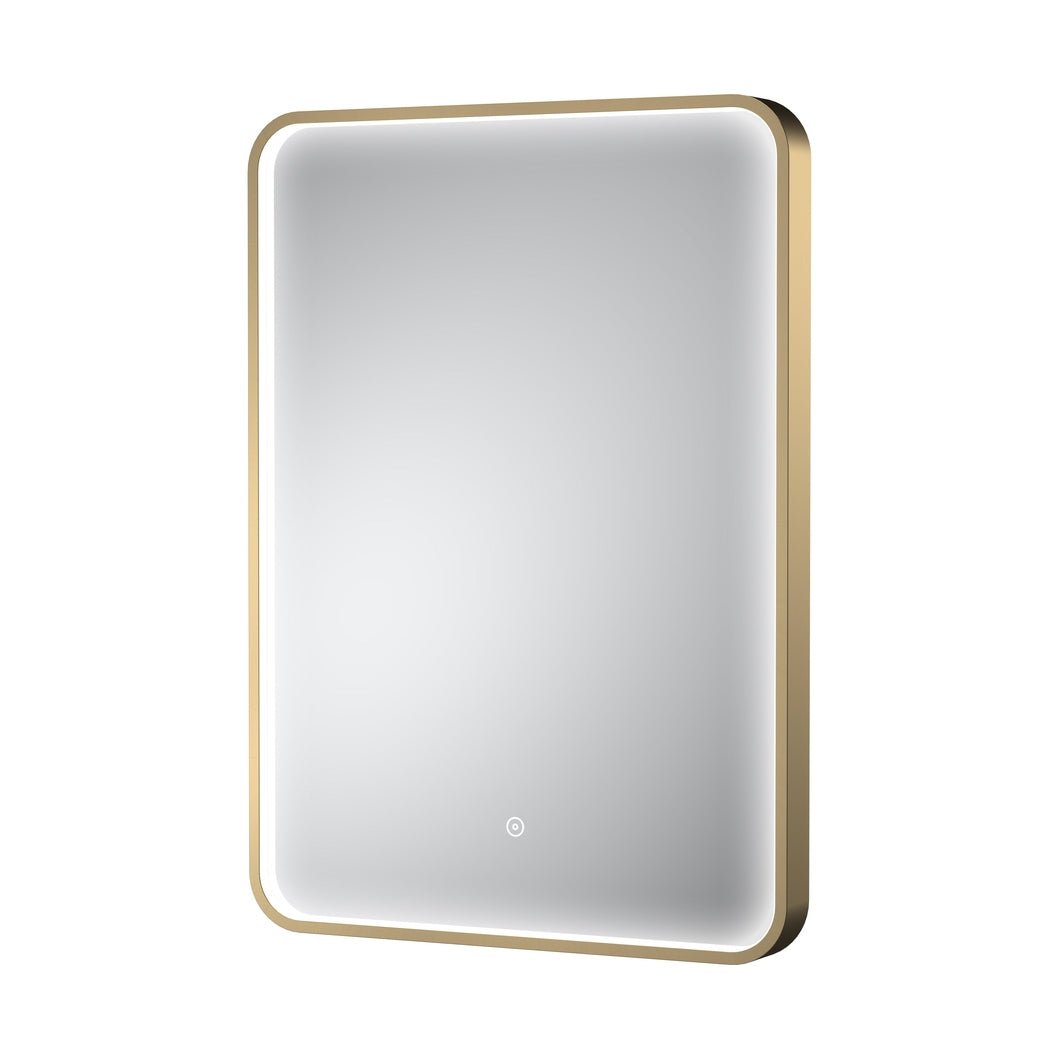 Nuie Pictor Brushed Brass Frame Led Mirror - 700 X 500mm Contemporary Aluminium 700x500x47mm - JJ Building Materials