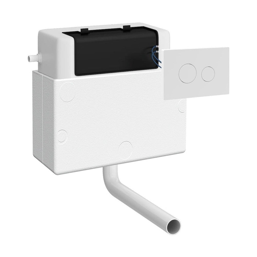 Nuie Pneumatic Dual Flush Universal Access Concealed Cistern Contemporary Matt White ABS 305x364x164mm - JJ Building Materials