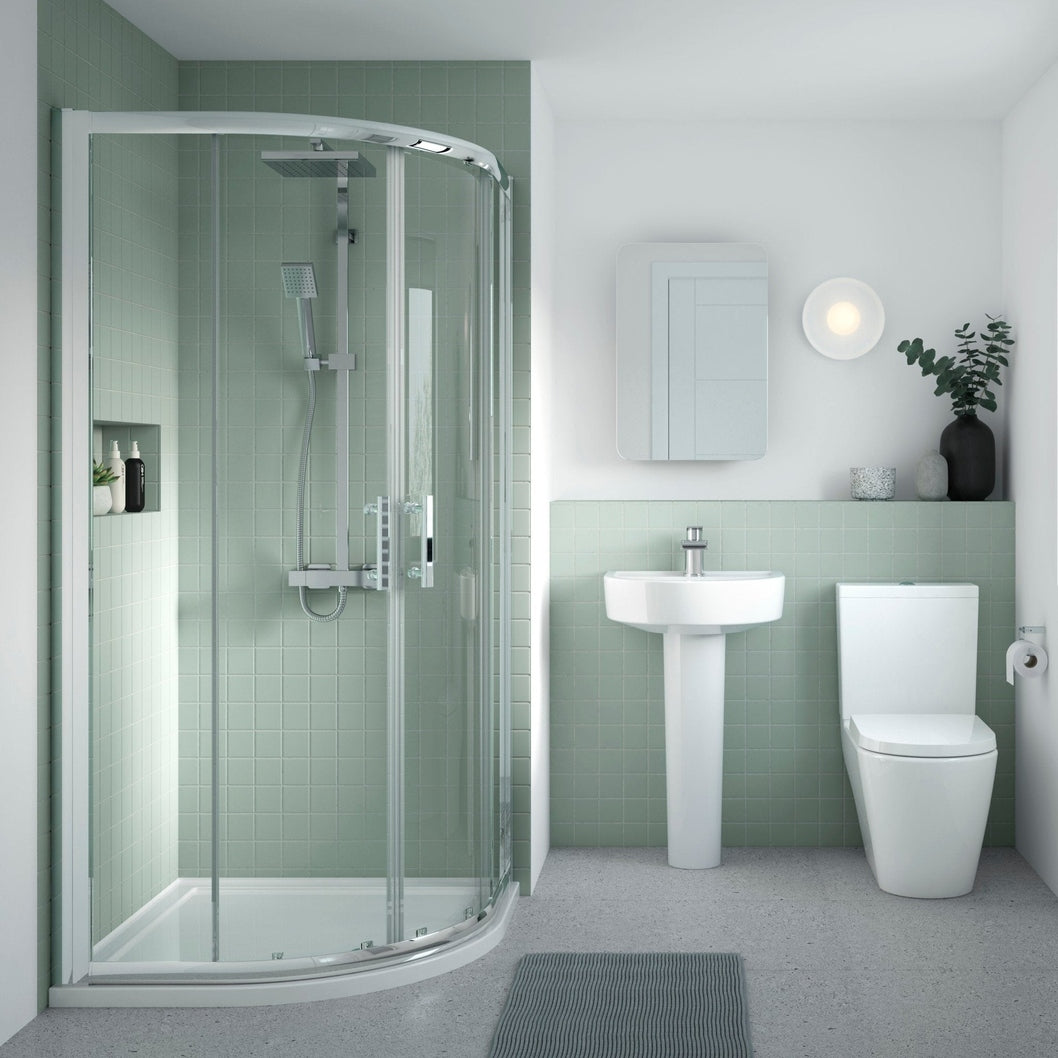 Nuie Provost 420mm Basin & Pedestal Contemporary White Vitreous China 825x420x380mm - JJ Building Materials